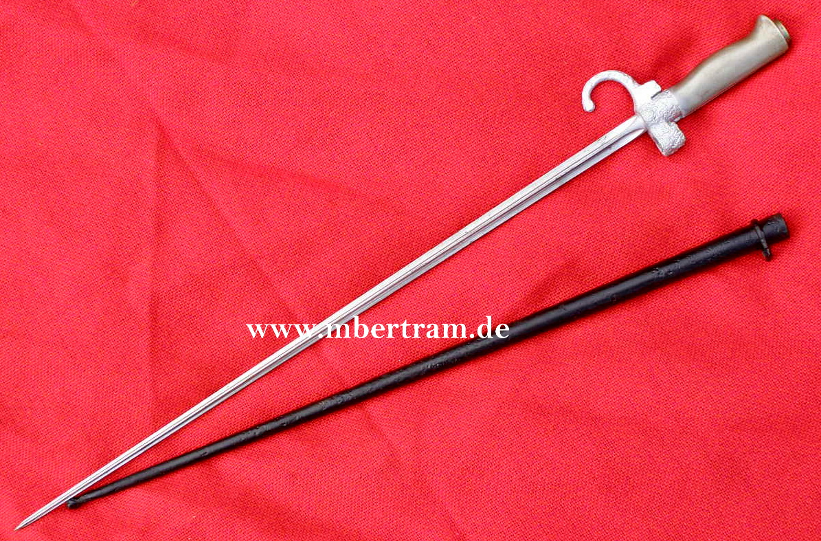 10344-1 Lebel Bajonett M 86 , 1. Mod., Neusilbergriff, mit Scheide