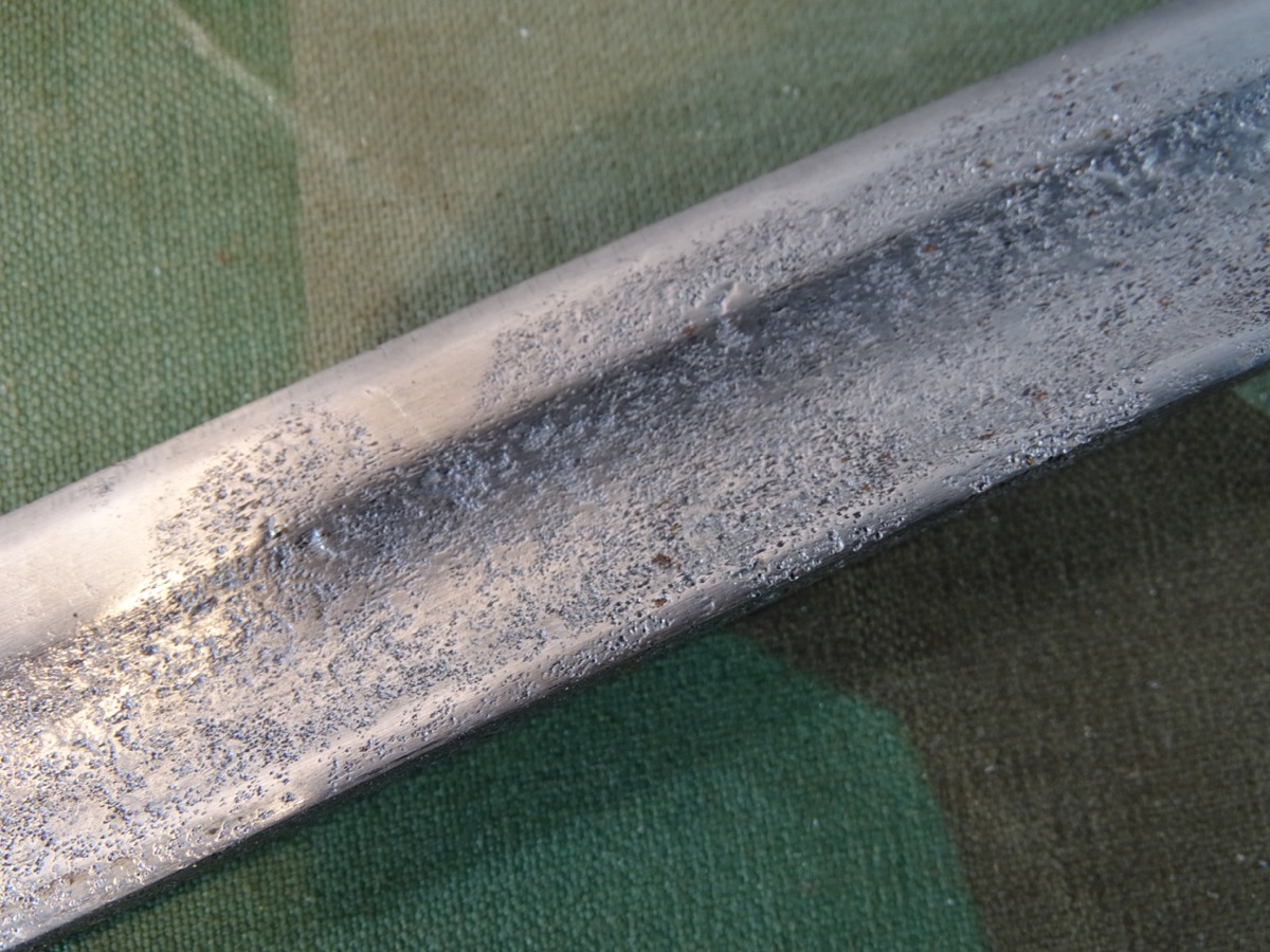 Seitengewehr M 71 mit Lederscheide, mit Schlachtfeld Schaden am Griffknauf, 149 R.E.2.193 Seitengewehr M 71 mit Lederscheide, mit Schlachtfeld Schaden am Griffknauf, 149 R.E.2.193