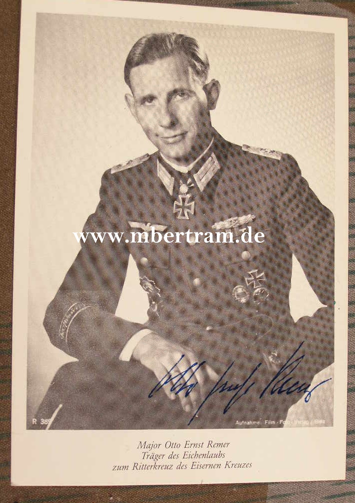 Signatur REMER, Otto-Ernst. Kdr Wach-Rgt Großdeutschland
