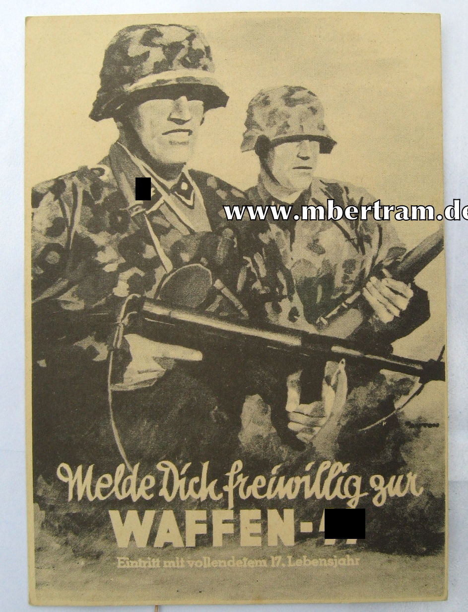 Propaganda Postkarte " Melde Dich freiwillig zur Waffen SS "