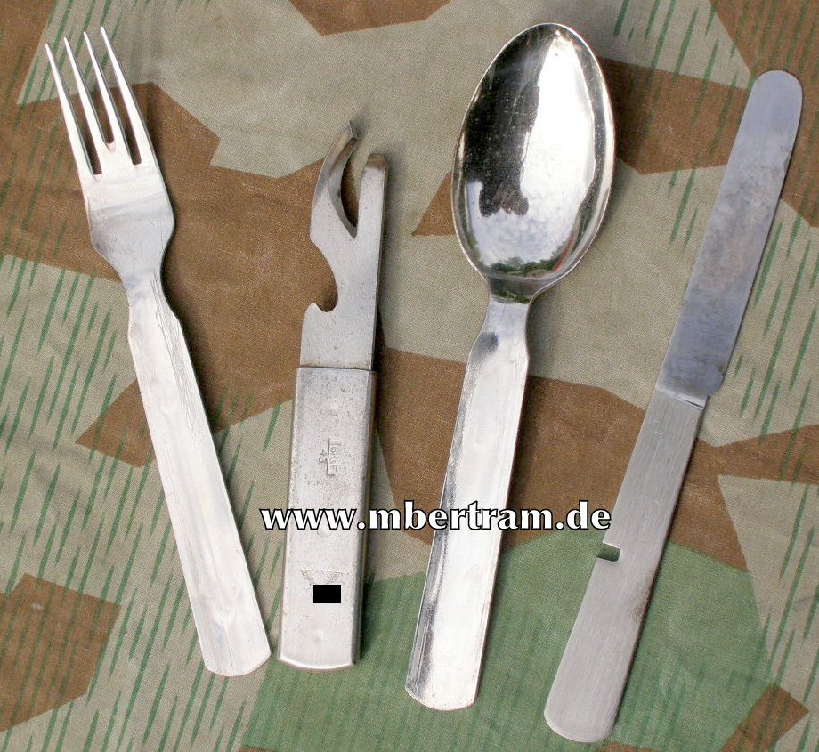 Wehrmachts Feld Essbesteck, 4-Teilig, Hst: "GK&FA 43"