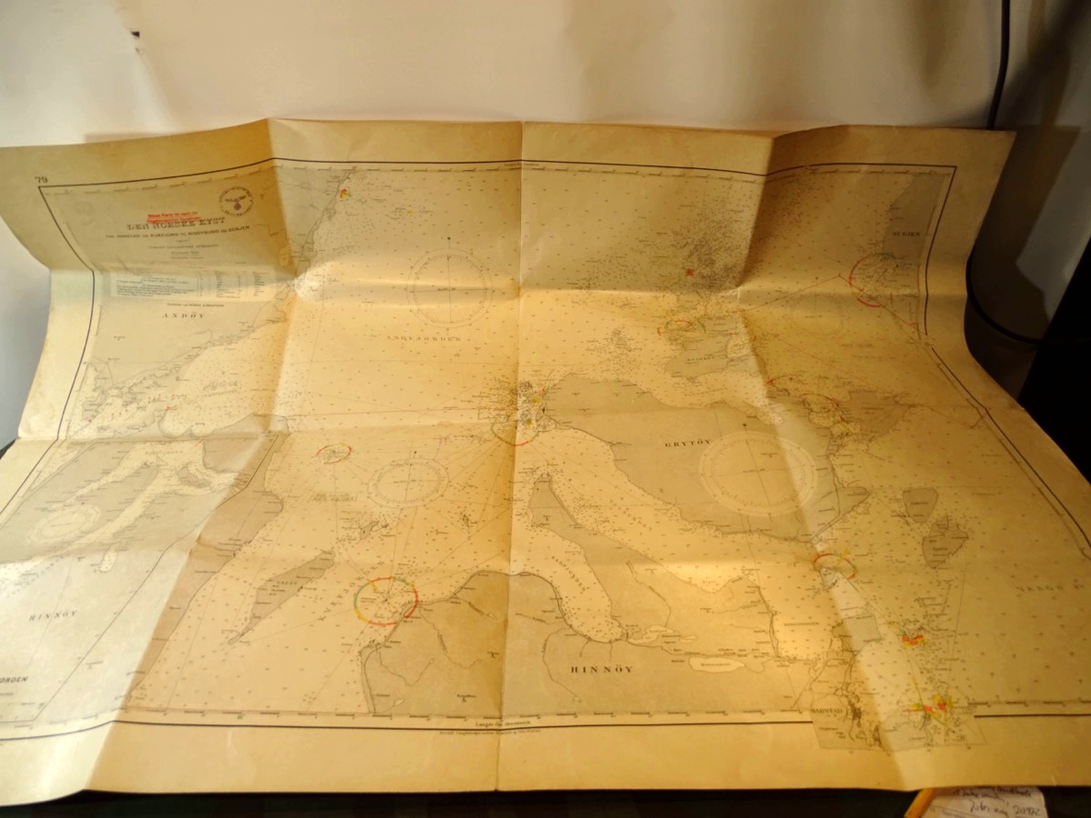 Kriegsmarine Seekarte Nor 79 Korr. VII 42, Fra Harstadt og Kvaefjord til Risoysund og Senjen