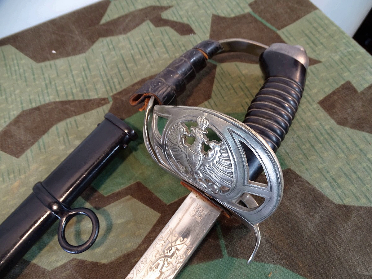 KD 89, Kavallerie- Degen M 1889, Ätzung,  " Husaren Reg König Wilhelm I, (1. Rhein. No. 7), WK &C