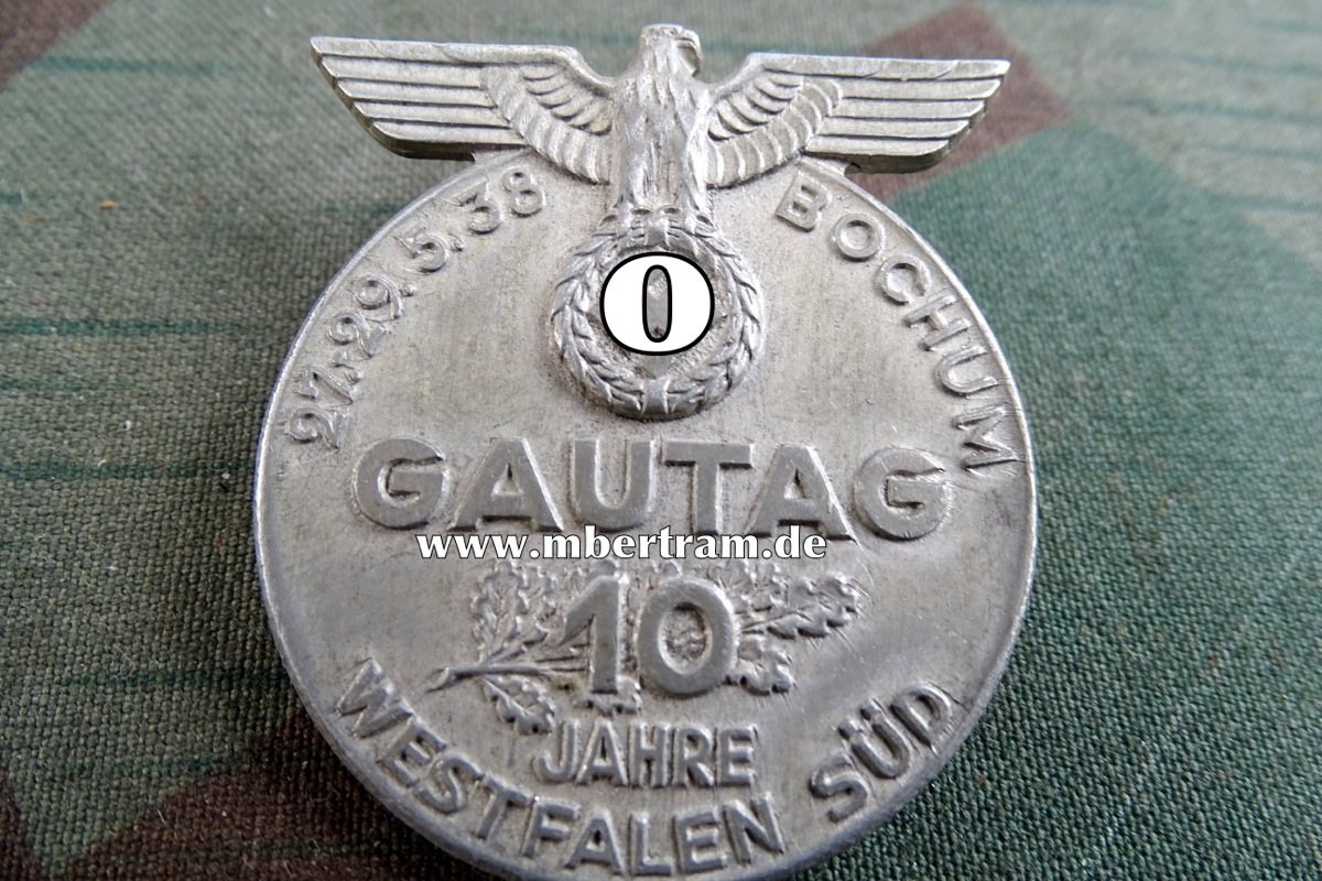 Treffabzeichen GAUTAG WESTFALEN SÜD , 10 Jahre in BOCHUM, 27.-29.5.38