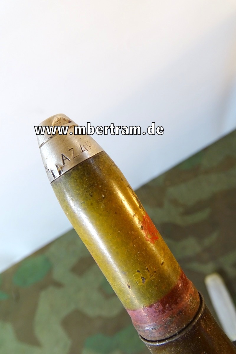 2cm Spreng Flak Granate mit Hülse, Pulversack und Aluzünder, TOP Erhaltung