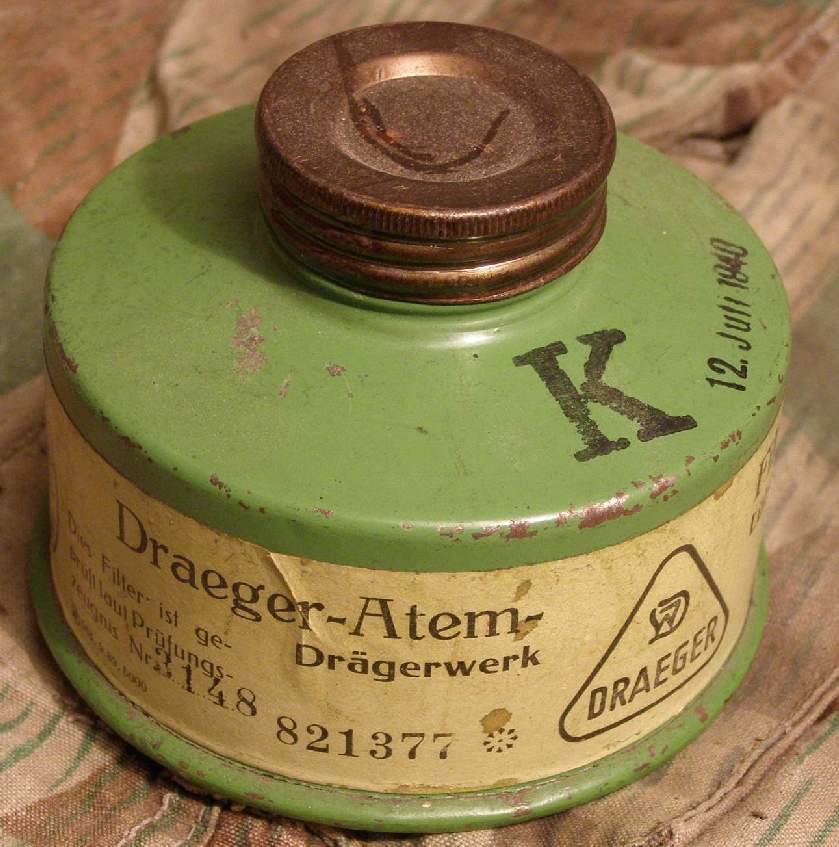 Gasmasken Filter, 12. Jul.1940, unbenutzt, Draeger