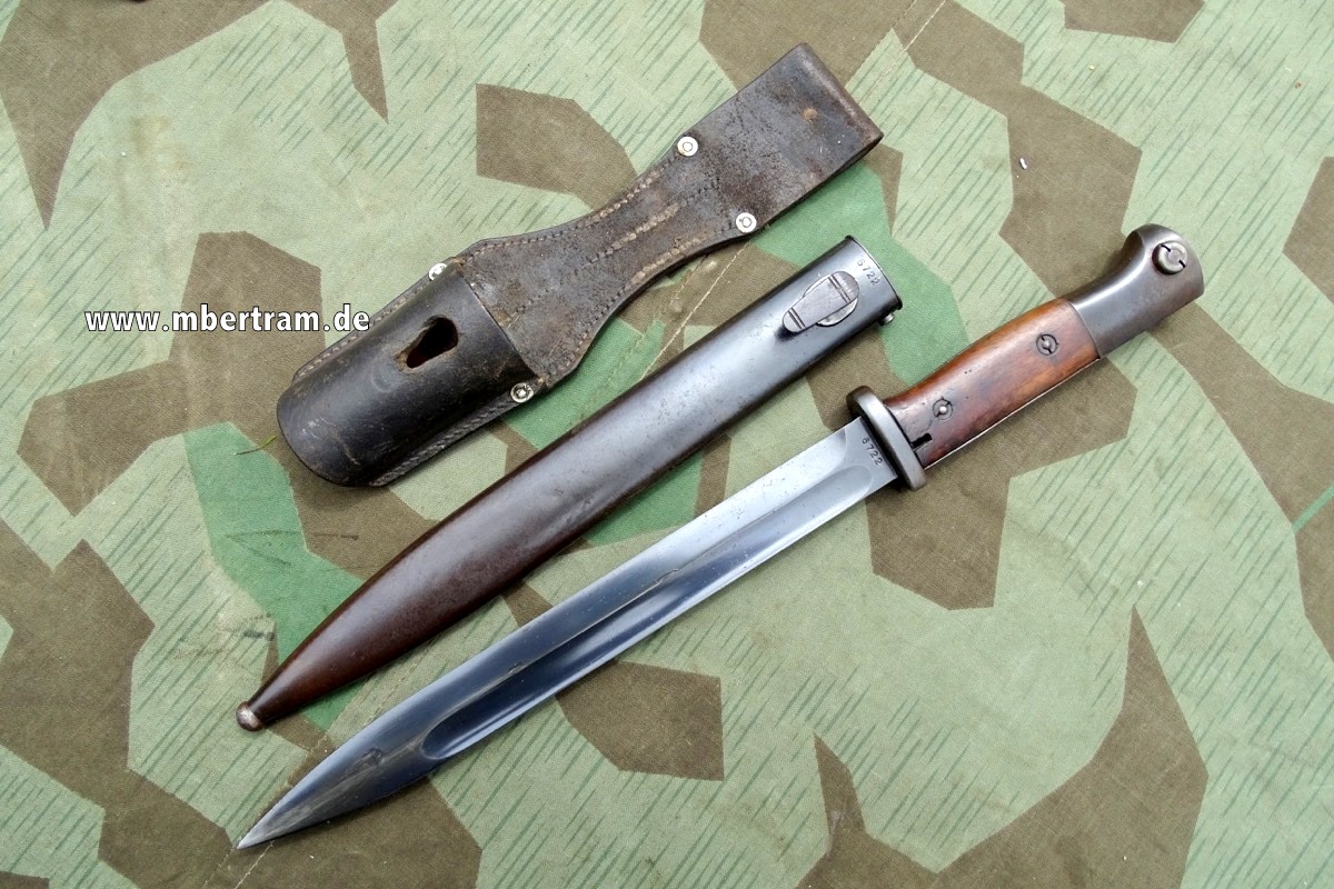 Seitengewehr 84/98, 2. WK,  Hst: Elite Diamant, 1938, nrgl., Zustand 1-2 mit Koppelschuh