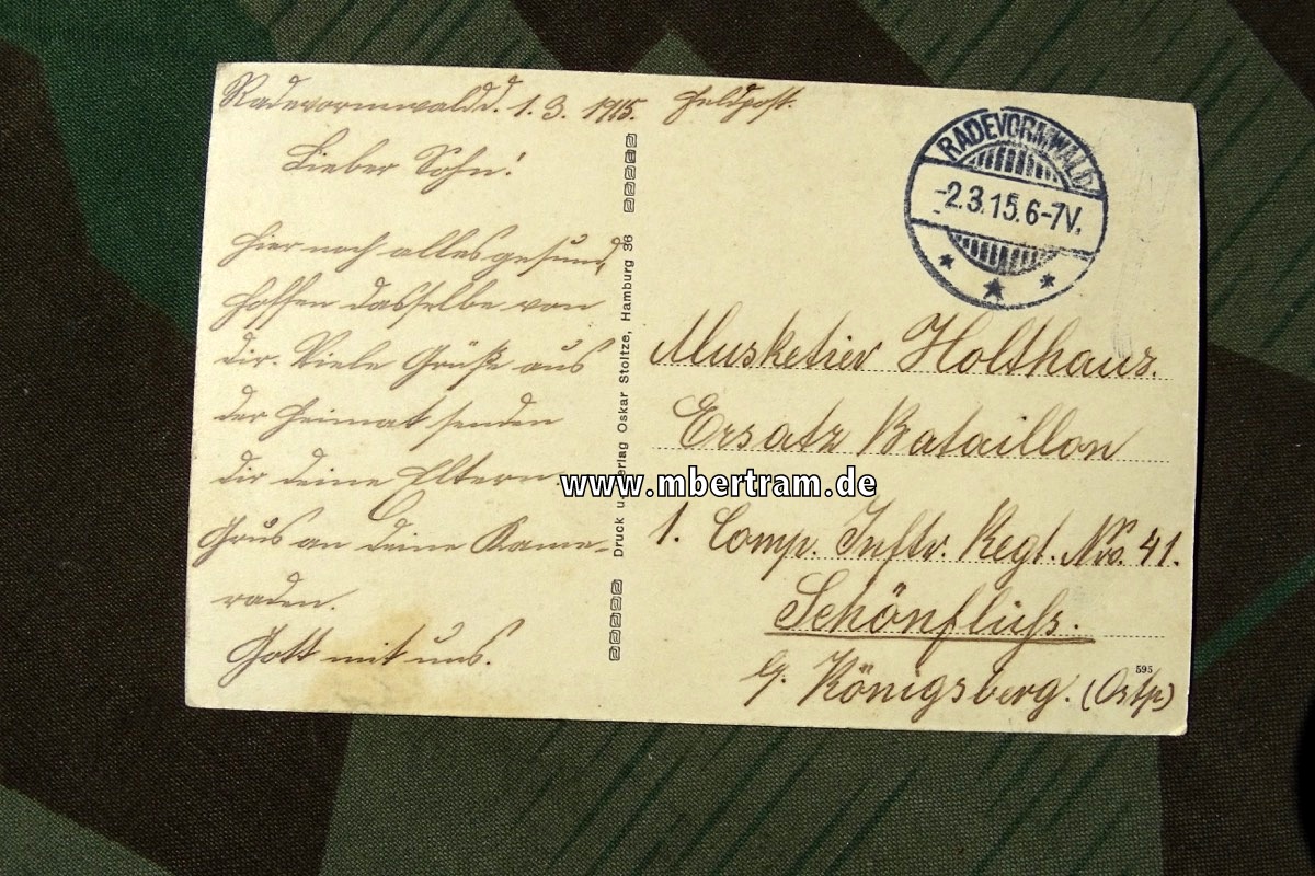 Postkarte 1914 Kreuzer Emden bei der Arbeit, gelaufen 2.3.1915