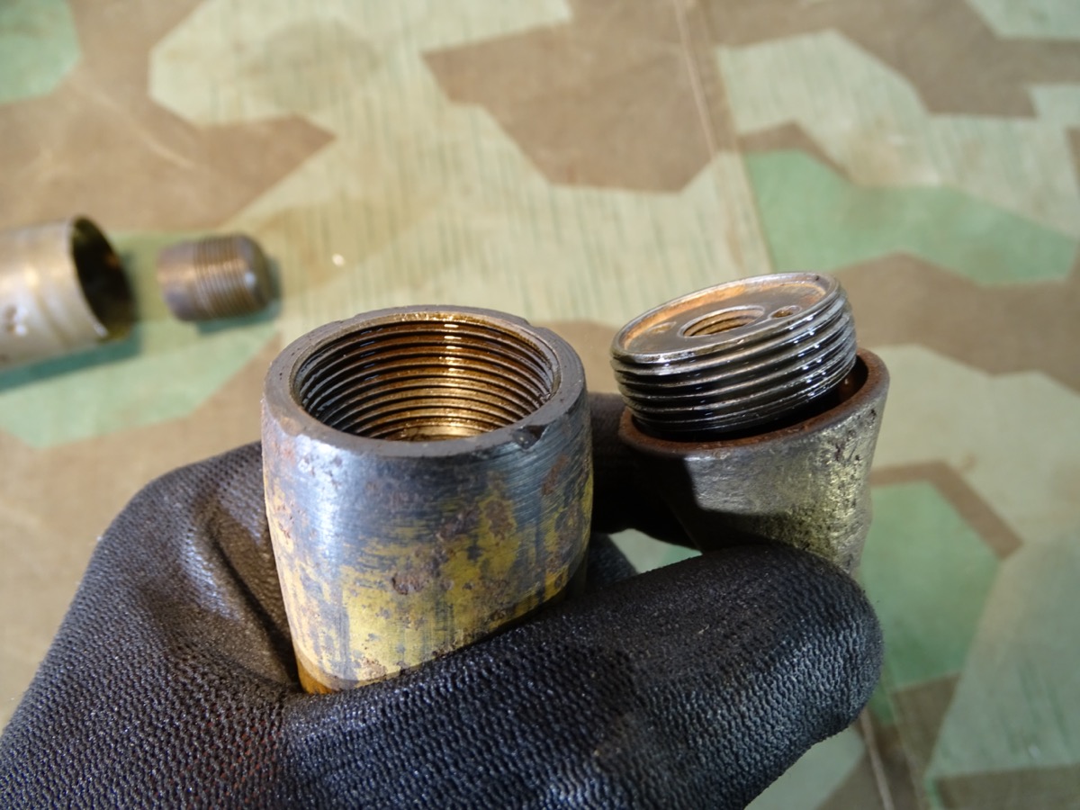 3,7 cm Flak Deko Spreng Patrone, Eisenhülse, Geschoss mit Resten v. Originalfarbe, Leuchtspurhülse