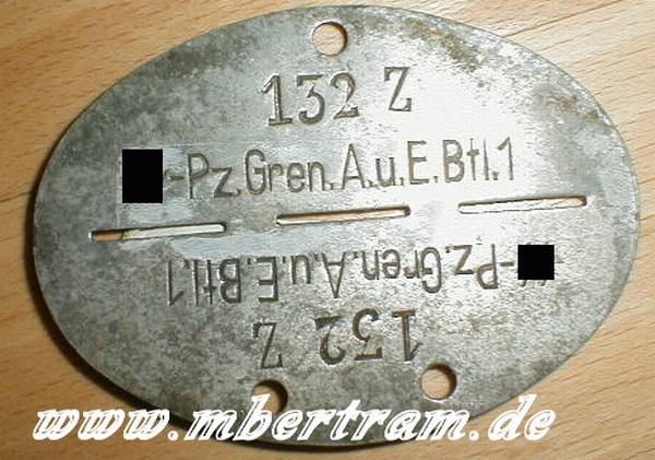 ERKENNUNGSMARKE WAFFEN SS Pz.Gren.EuA Btl. 1