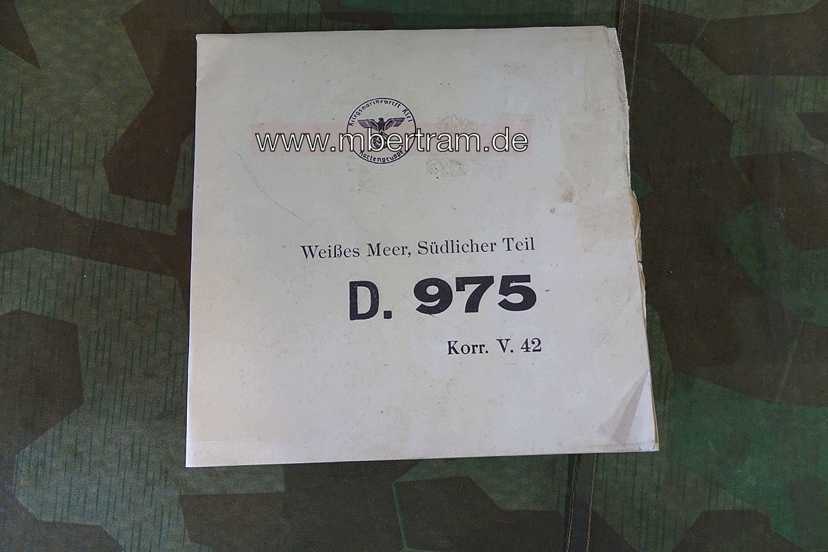 Halbe Kriegsmarine Seekarte D 975 weißes Meer, südlicher Teil, Korr.V 42