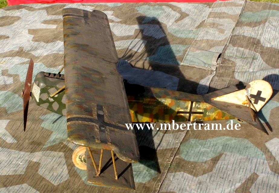 Blechmodell 1. Weltkrieg, Fokker D 7, Holzpropeller