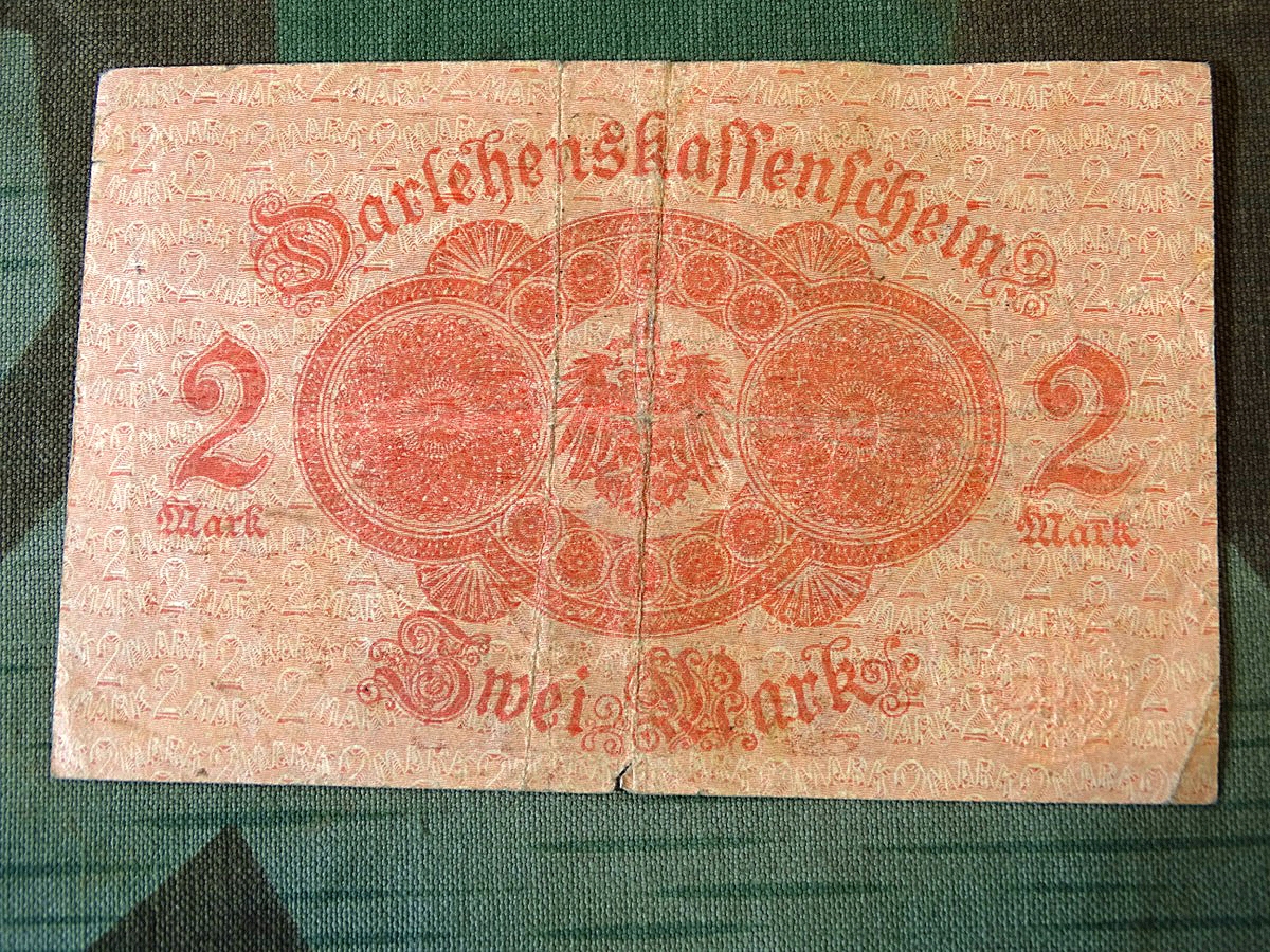 Dahrlehnskassenschein über 2 Reichsmark, 1914,  deutsches Kaiserreich