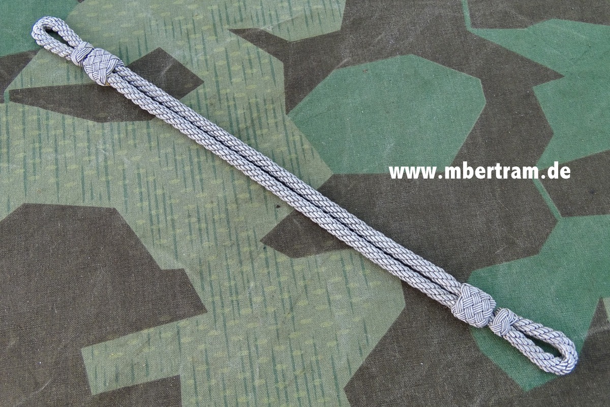 Wehrmacht Mützenkordel für die Offizierschirmmmütze Metallgepinst, 32,5cm