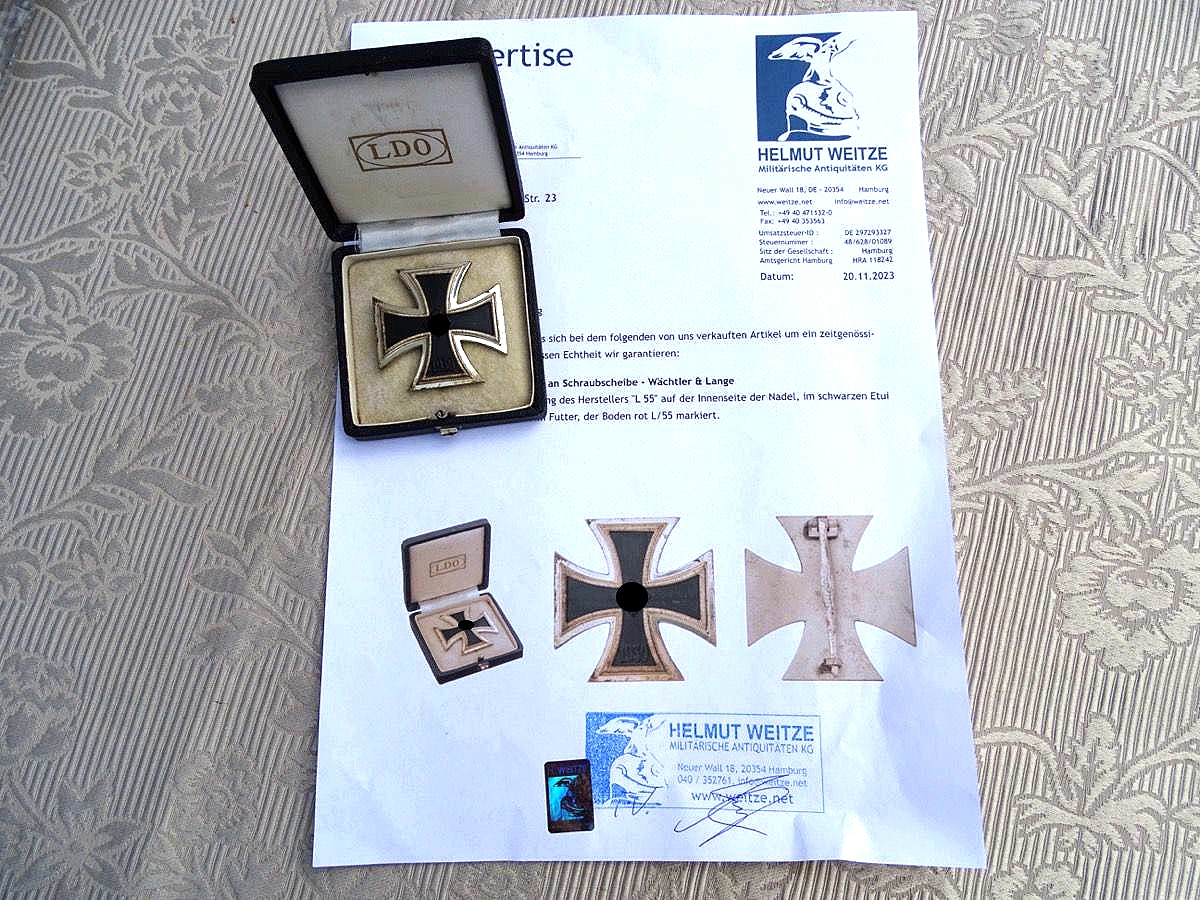 Eisernes Kreuz 1. Klasse 1939, Eisenkern,  L 55, Wächtler & Lange mit zugehörigem LDO Etui, Weitze Expertise