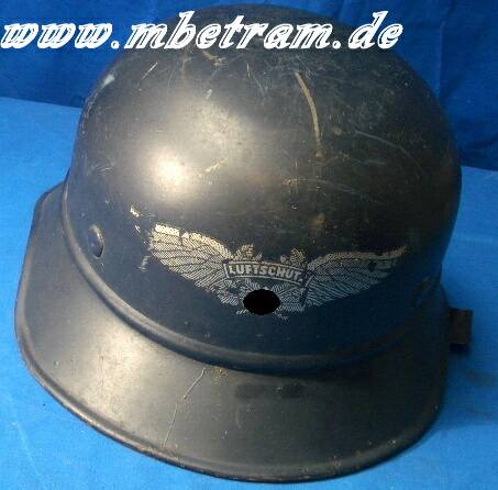 Luftschutzhelm,Gladiatorform m. Originalwappen, dunkelblau