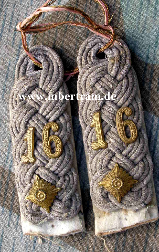 Paar Schulterklappen, Oberstleutnant, Infanterie Rgt.16