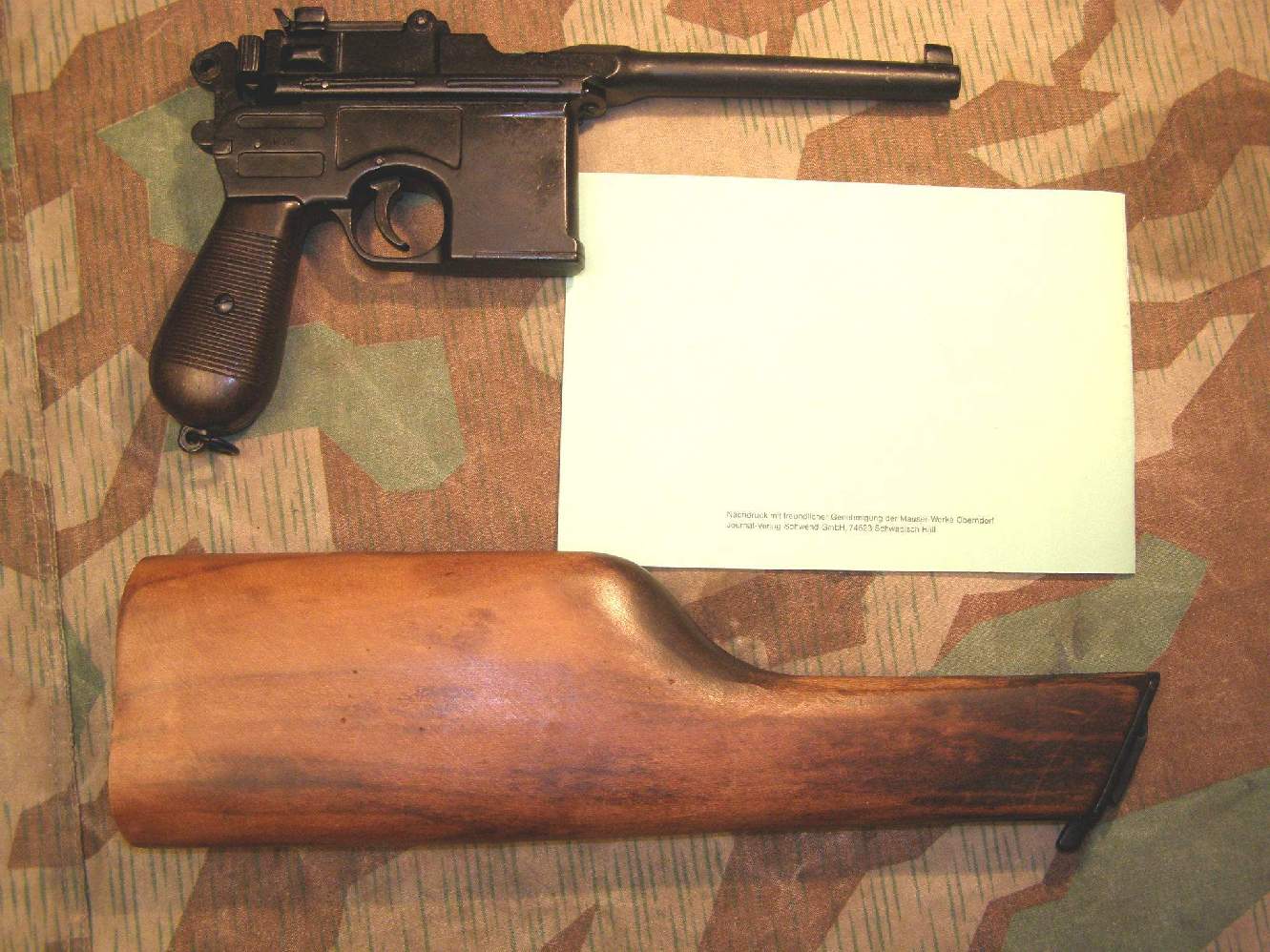 Deko Pistole / Modellwaffe " Mauser C96". Nachbau Metall