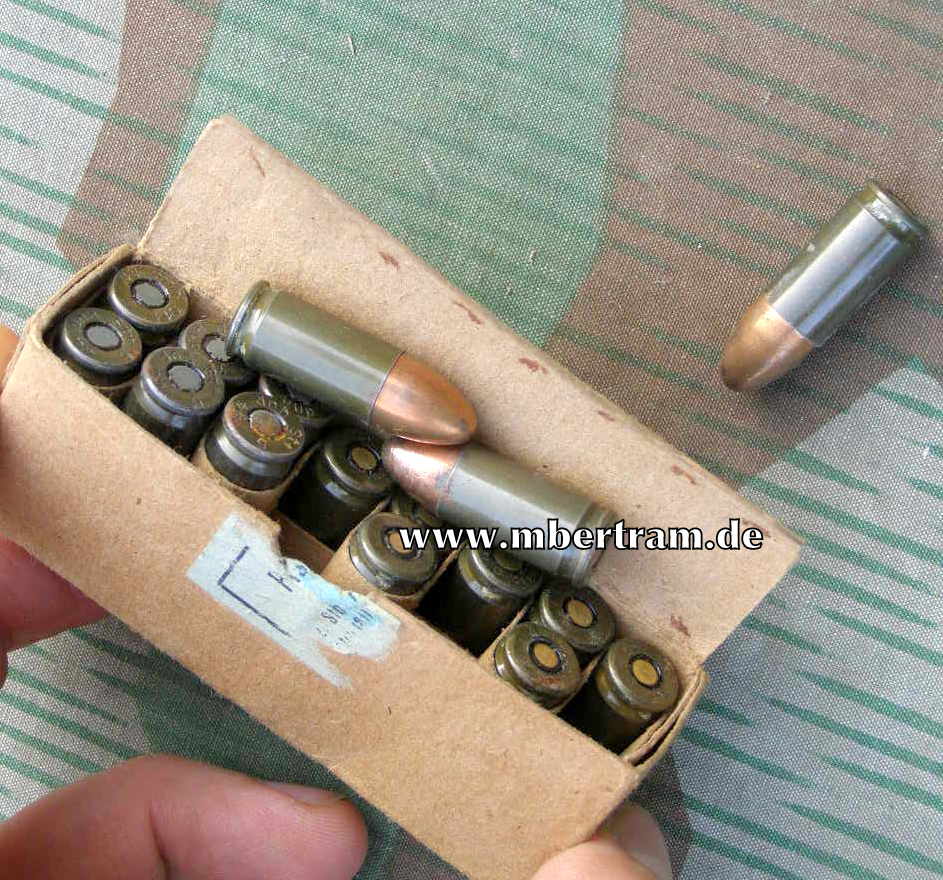 16 Dekopatronen 9mm Wehrmacht, mit SCHACHTEL