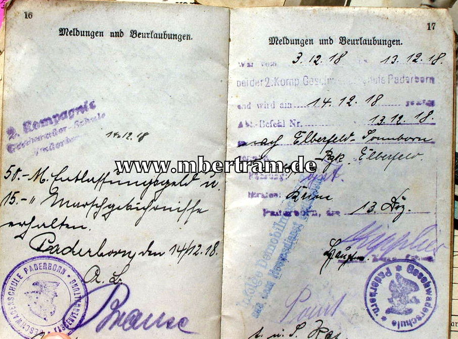 12440-10 Dokumente u. Militärpass " Kgl. preuss. Bombenstaffel 11...