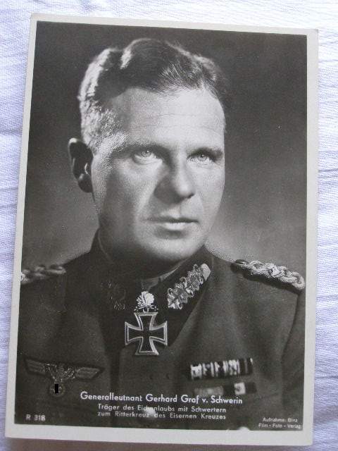 Generalleutnant Graf von Schwerin,WH Ritterkreuztr. Portrait