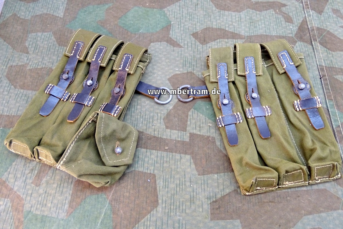 Zusammengehöriges Pärchen MP 40 Magazintaschen, grün, clg 43