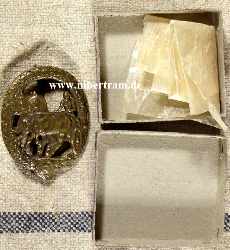Deutsches Fahrerabzeichen, Bronze, Schatulle, Packpapier.