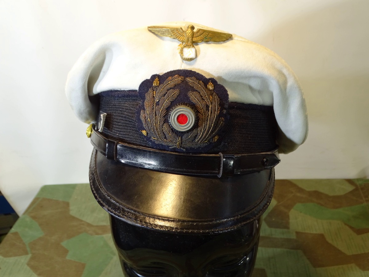 Frühe Kriegsmarine Schirmmütze (für Fähnriche, Kadetten, Feldwebel) weißer Bezug