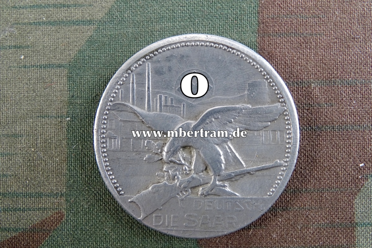 Medaille Deutsch die Saar, Befreiungsschießen 1935, Pachten, Vorderseite Adler/ HK