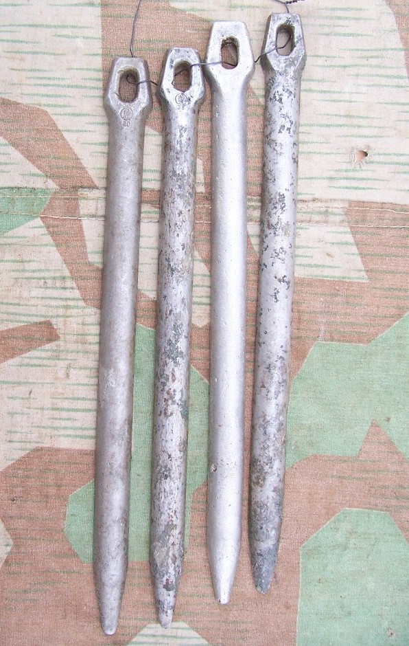 Wehrmacht Zeltheringe 4 Stück aus Aluminium 1936-1940