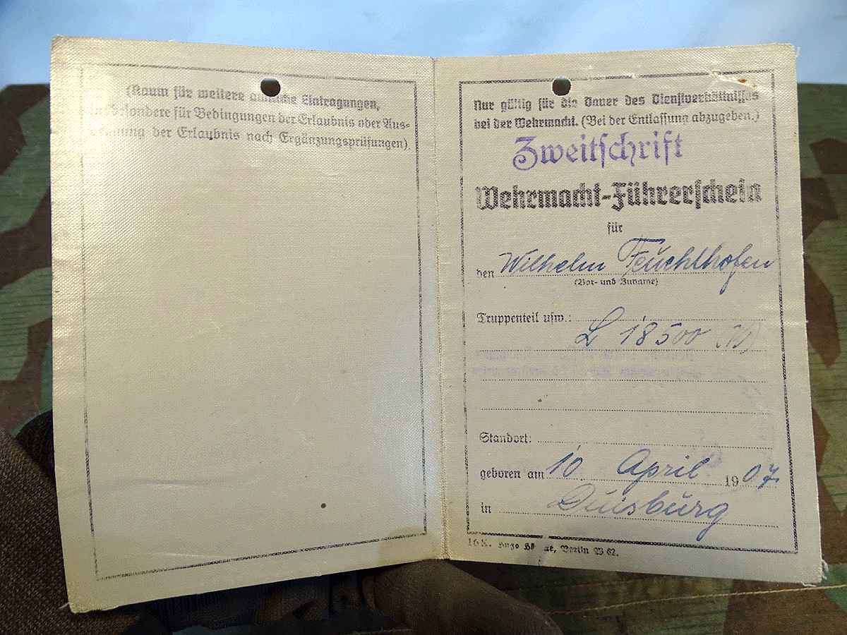 Luftwaffen Führerschein W.Feuchthofen, Kl. 1,2,3, Luftwaffen Mission Rumänien