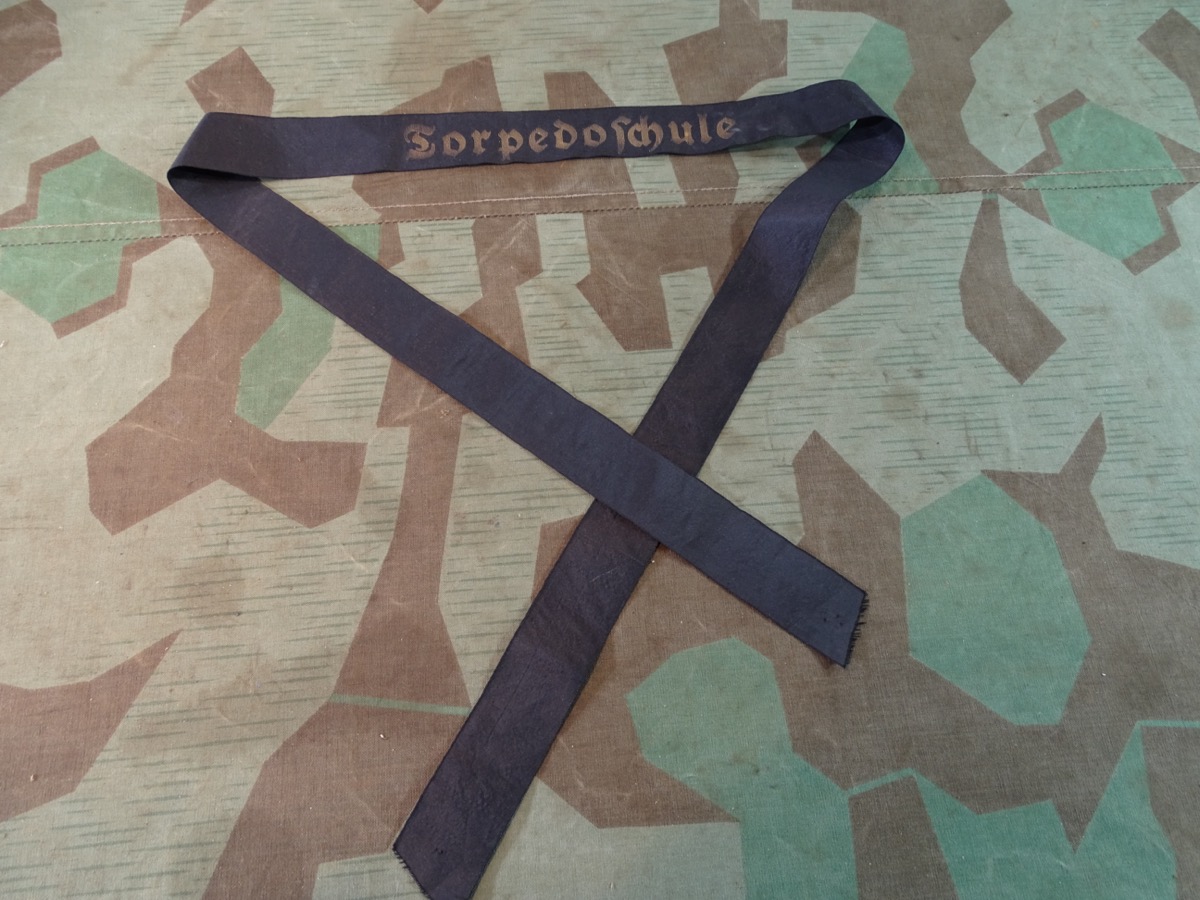 Kriegsmarine U-Boot und Minenräum Mützenband: Torpedoschule