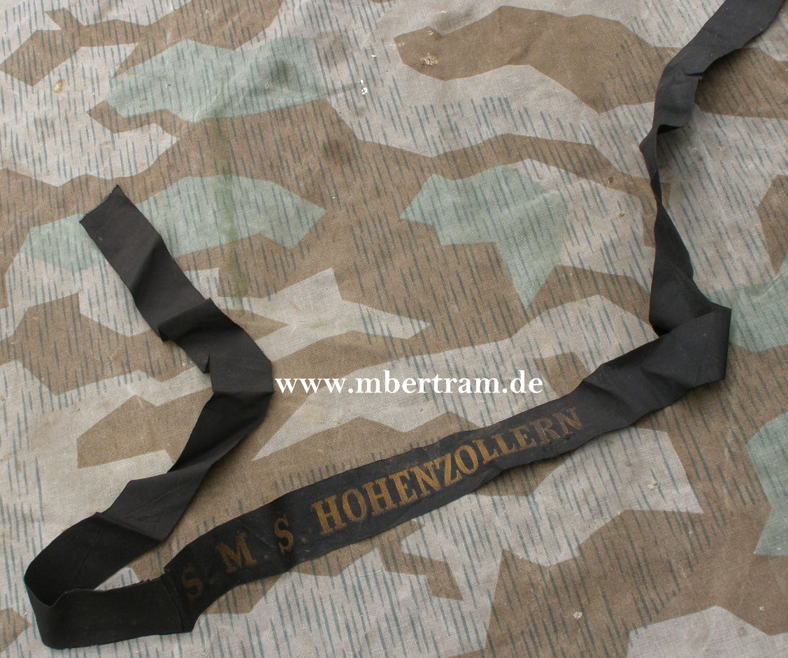 Kaiserliches Mützenband "S.M.S. Hohenzollern" ca. 119 cm.