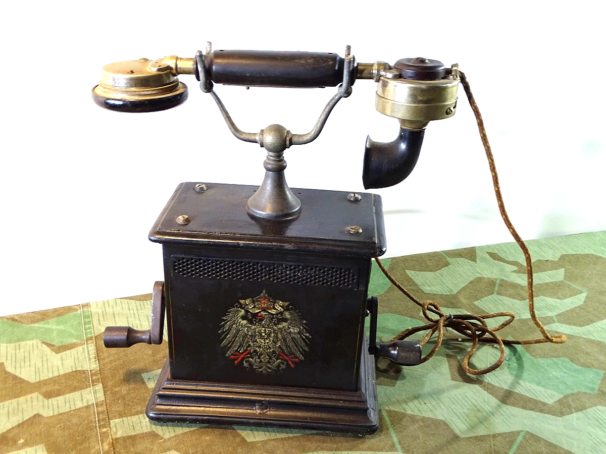 OB 05- Ortsbatterie Tischfernsprecher 1905, Dienst Telefon deutsches Kaiserreich mit Beschriftung