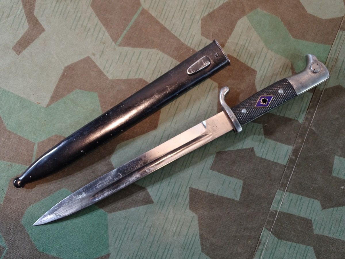 KS 98 Seitengewehr aus dem 3. Reich, R.Klaas Solingen, mit eingesetzter, (blauer? ) HJ Raute 