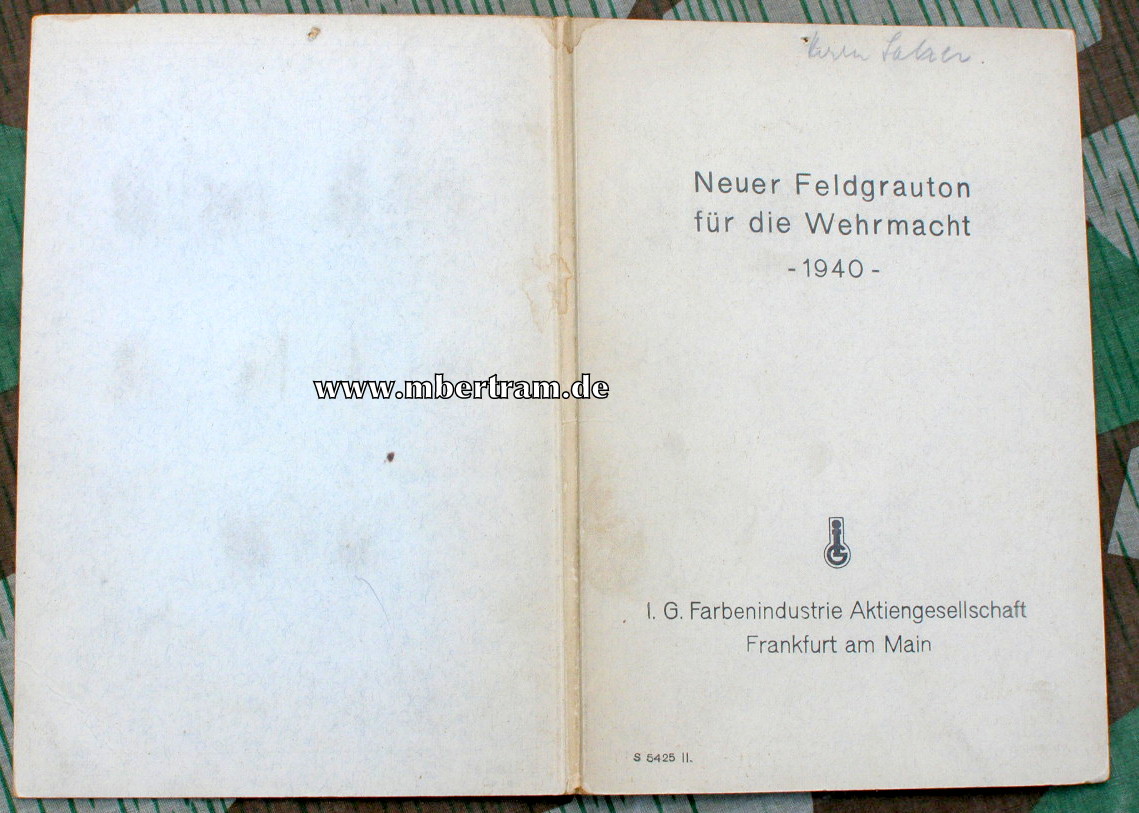 Mustertafel " neuer Feldgrauton für die Wehrmacht - 1940-