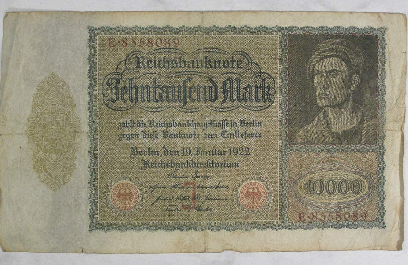Reichsbanknote 10.000 Mark, original geldschein 20er Jahre