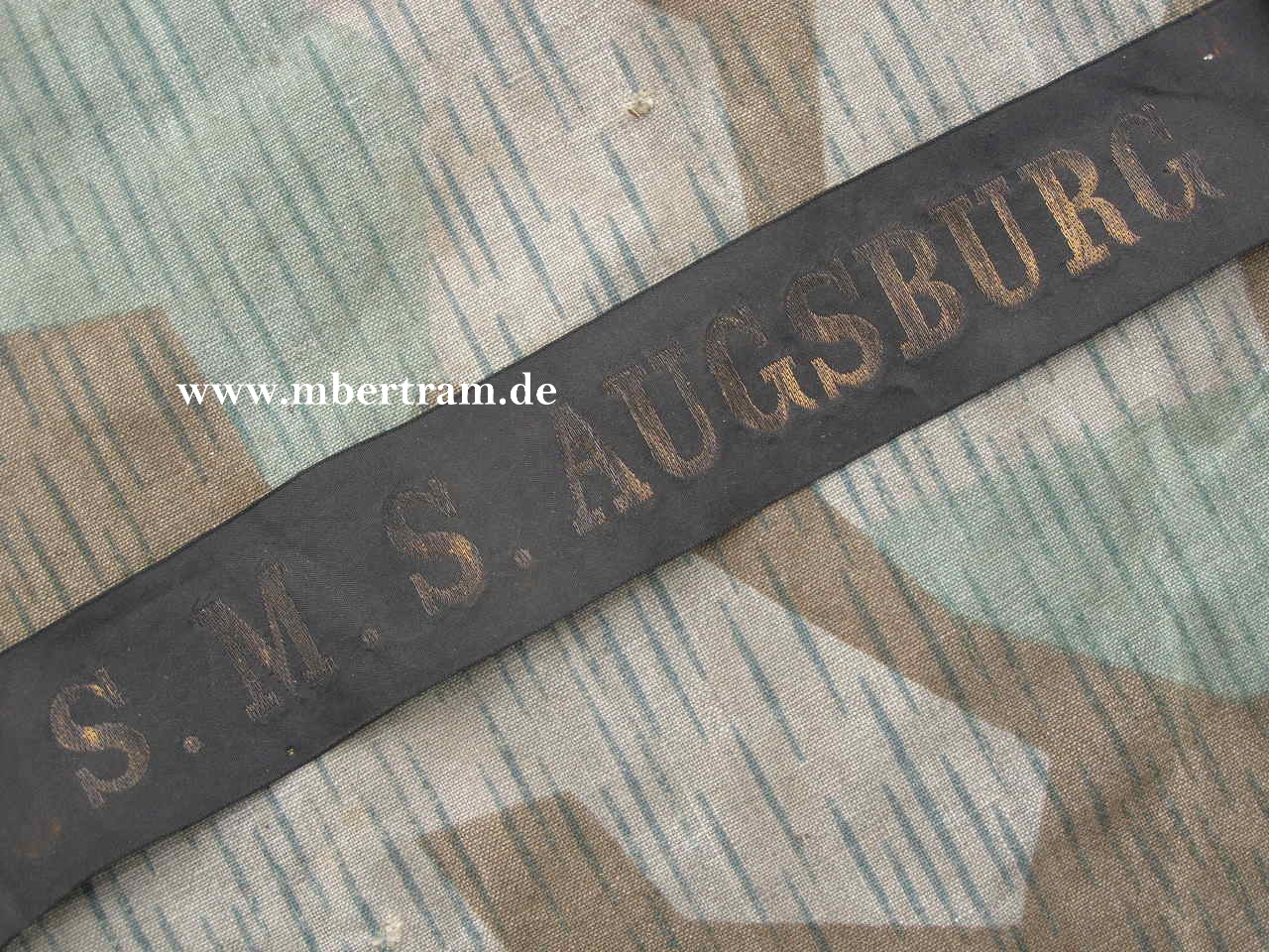 Kaiserliches Mützenband "S.M.S. Augsburg". ca. 99 cm.