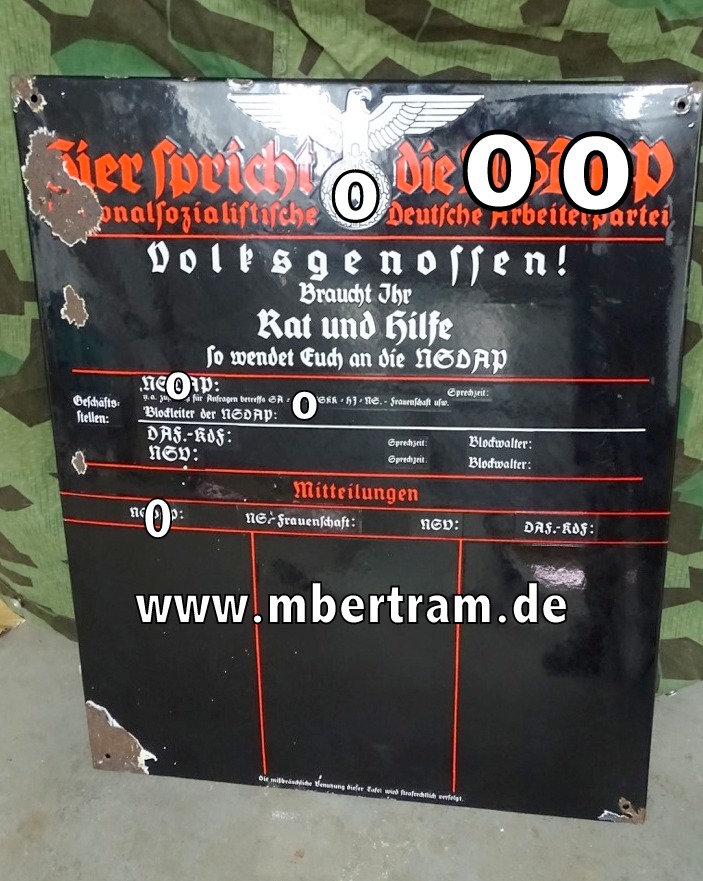 Emailleschild / Haustafel : Hier spricht die NSDAP"