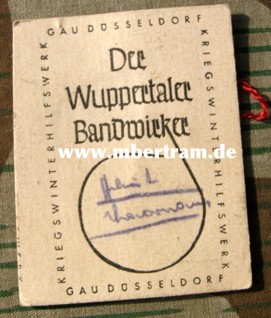 WHW Abzeichen " Der Wuppertaler Bandwirker " Holzfigur