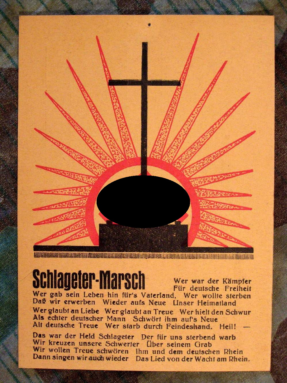 Propaganda Postkarte mit Liedabdruch "Schlageter Marsch"