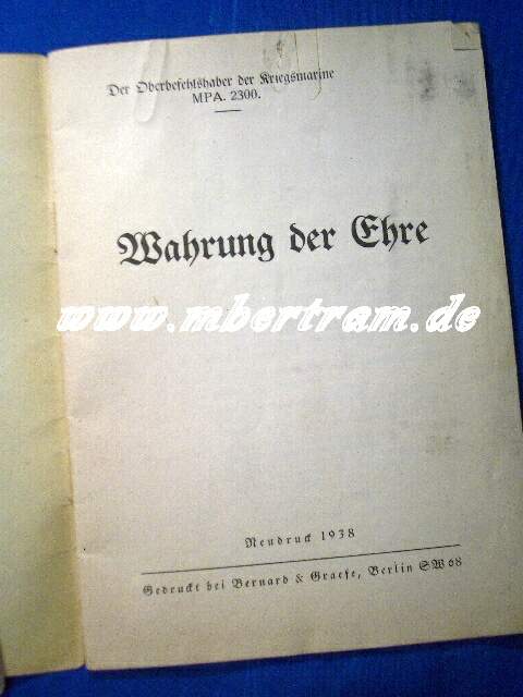 OB d. Kriegsmarine MPA 2300 " Wahrung der Ehre " 1938