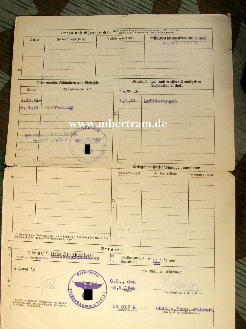 624-26 Wehrstammbuch Nahkpf Ausbildung, Pz.Vern.abz.,EK2, NkSp.