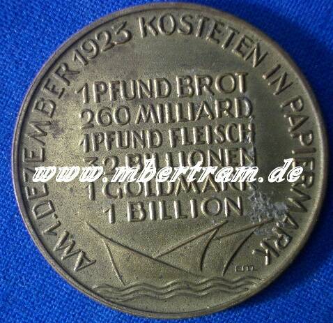 Medaille: "Des Deutschen Volkes Leidensweg", Preise 1923