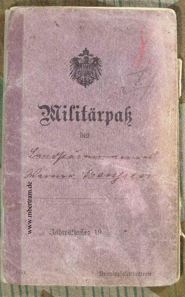 Preuss. Militärpass 1. WK: 2.MG KP.Landw. Inf. Rgt.29 1915