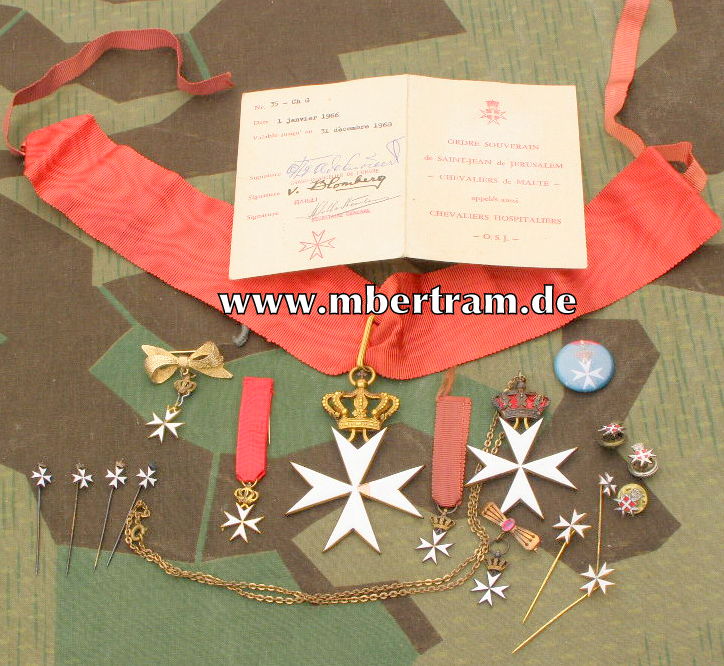 Ordensnachlass Johanniterorden, Mitgl. Ausweis, 17 Abzeichen