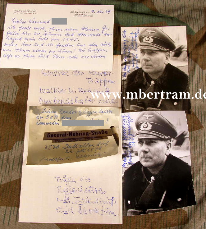 3x Signatur NEHRING, Walther-Kurt. Pz.Gen, RK.m.E.u Schw.