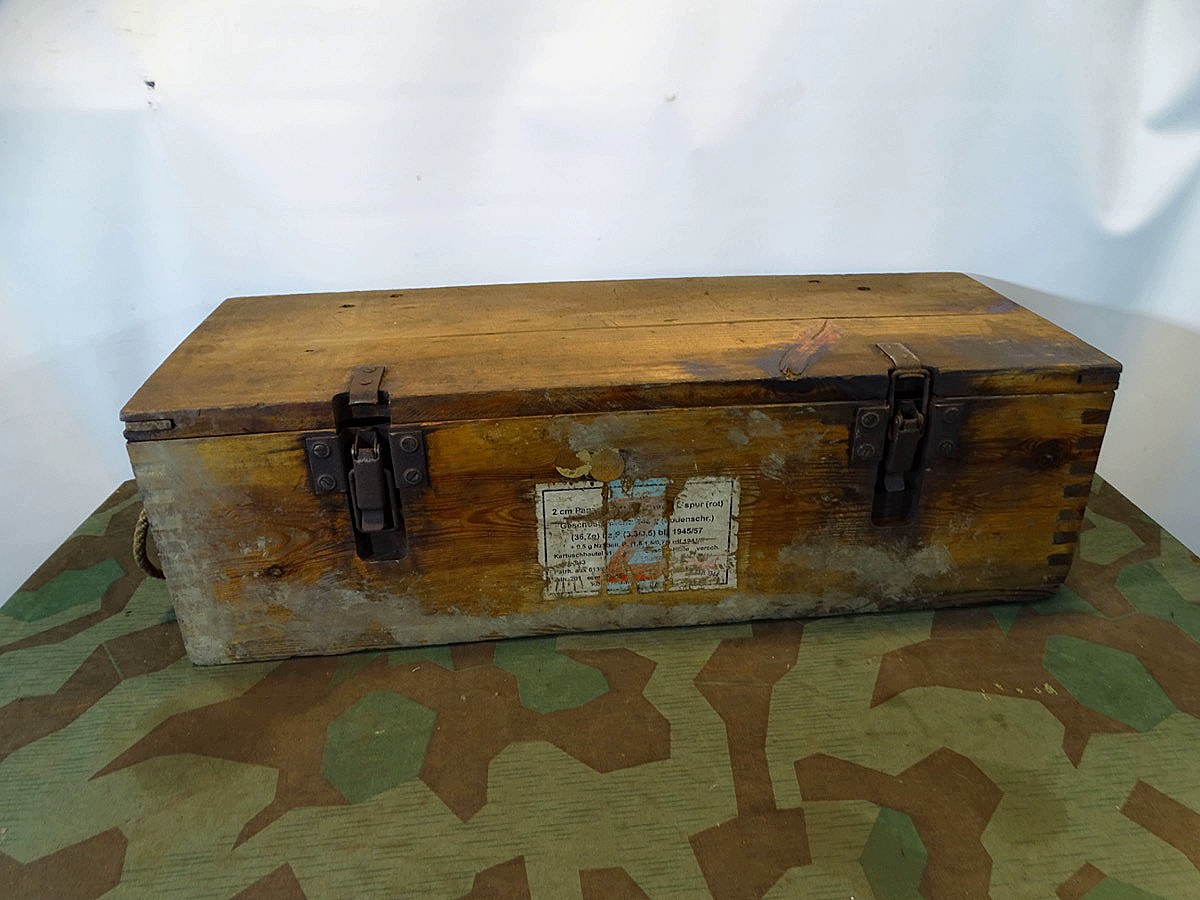 Holz Munitionskiste für 100 Stück 2 cm Br. Spr. Gr. Patr. Flakmunition 