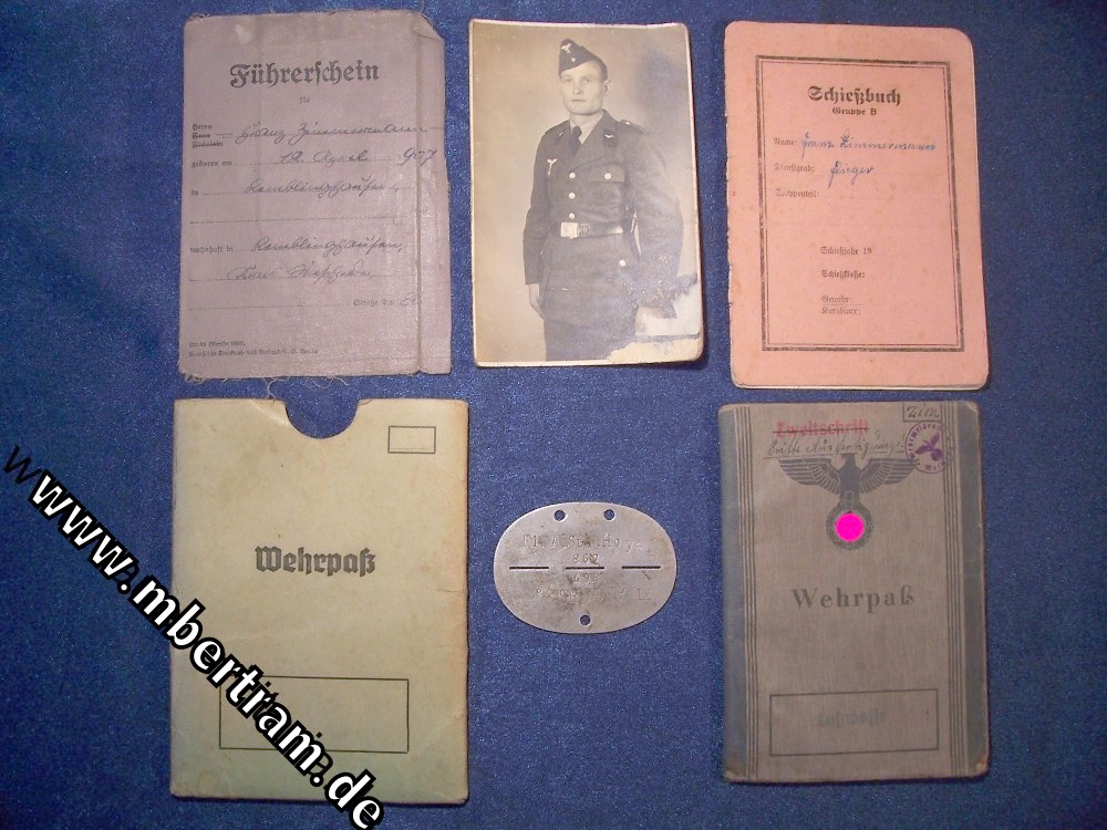 Konvolut eines Obergefreiten der Luftwaffe mit Erkennungsmarke
