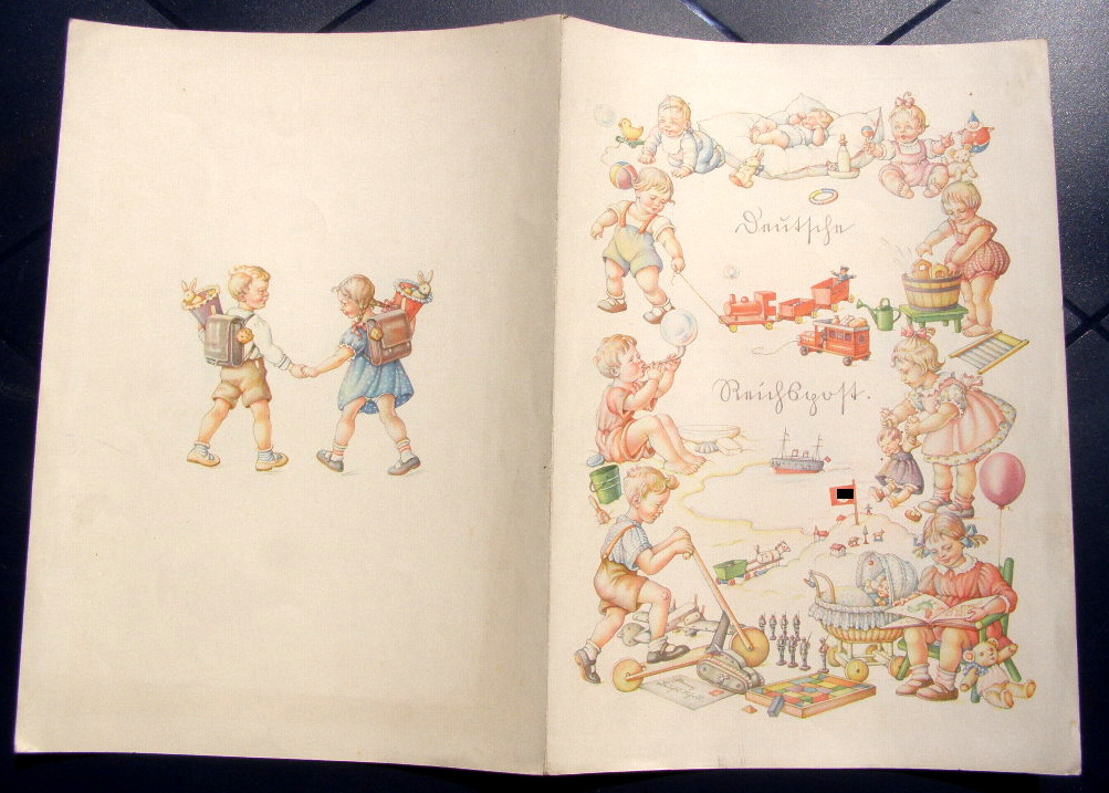 DINA 4 Schmuck Telegramm, spielende Kinder, 4seitig, 1937